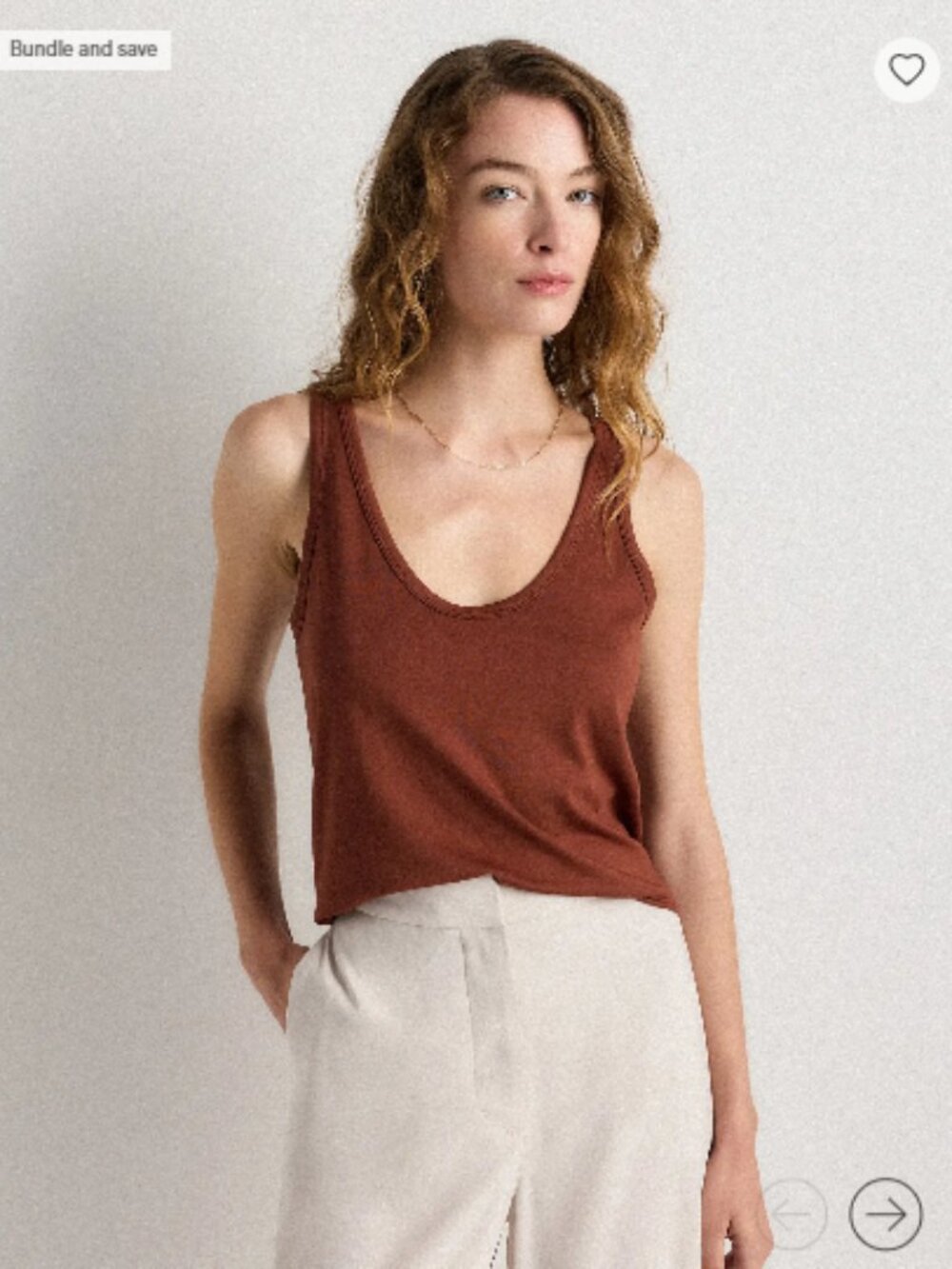 Quince Cotton Modal Double Scoop Neck Tank NWT Redwood Brown Medium